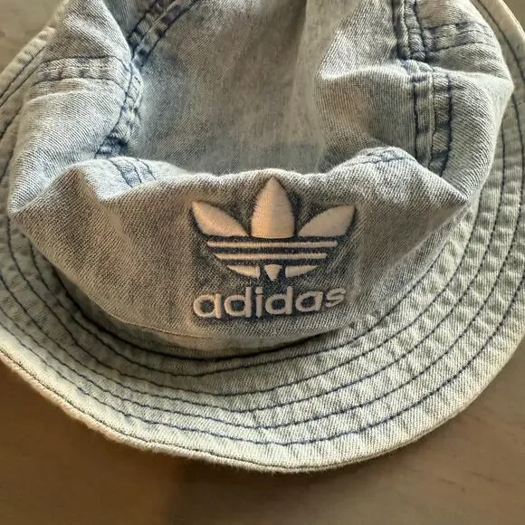 Adidas Blue Denim Unisex Originals Bucket Hat - Picture 2 of 11